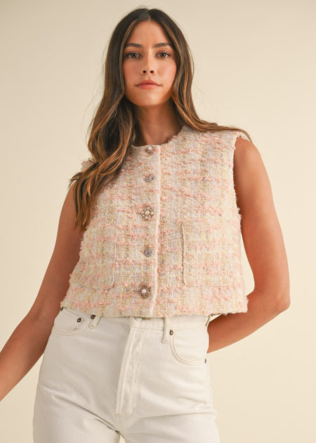 Lindy Tweed Vest – Mays Street Boutique
