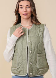 Debbie Quilted Vest - Olive