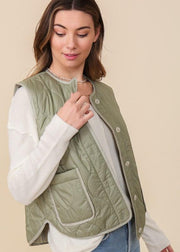 Debbie Quilted Vest - Olive