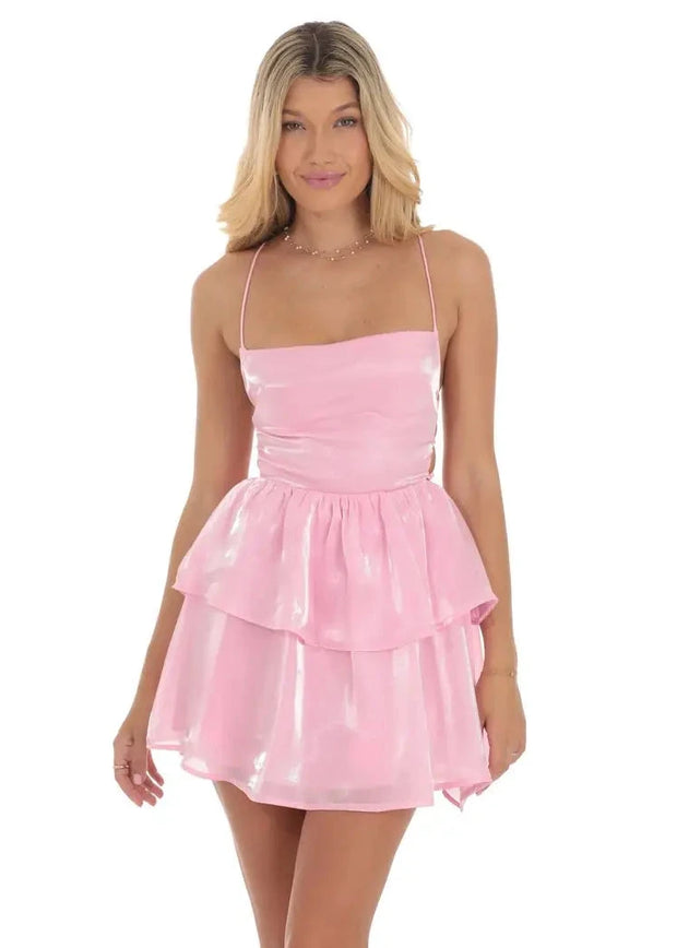 Shimmer Lace Up Dress