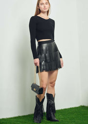 Lindy Fringe Skirt - Black