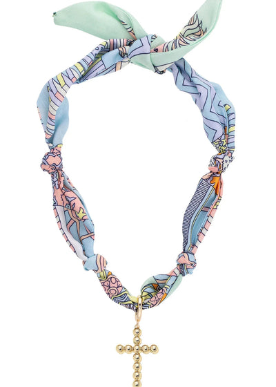 Louisa Beaded Cross Twilly Scarf Necklace