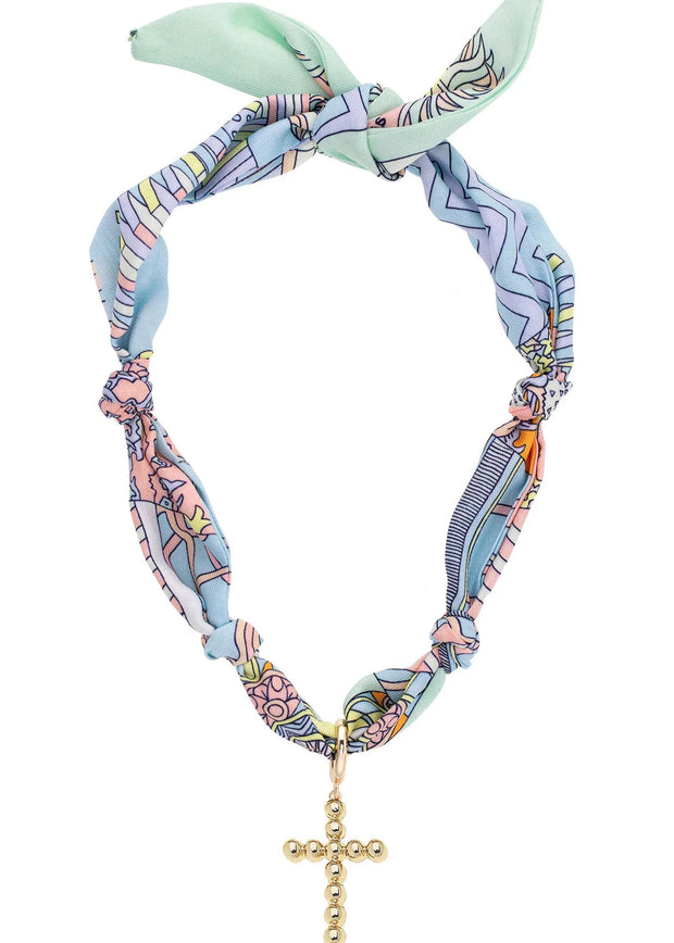 Louisa Beaded Cross Twilly Scarf Necklace