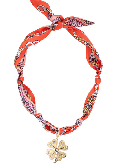 Briar Pave Clover Twilly Scarf Necklace