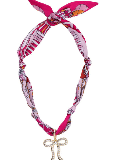 Cassie Pave Bow Twilly Scarf Necklace