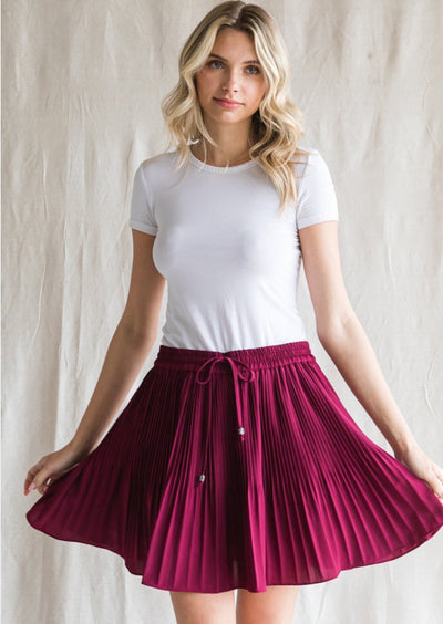 Laurel Pleated Skirt - Burgundy