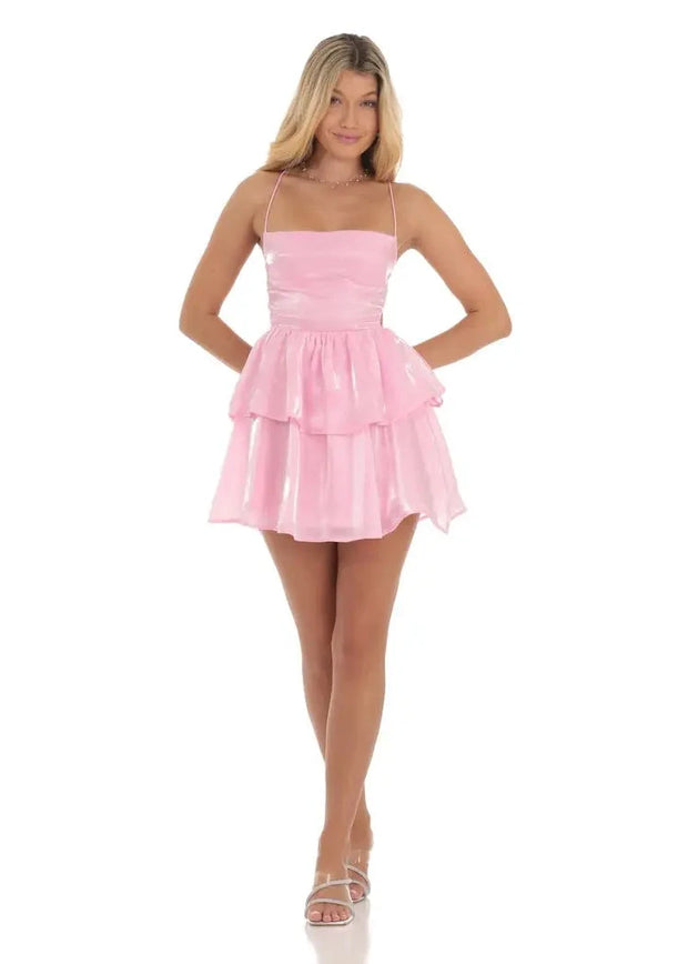 Shimmer Lace Up Dress