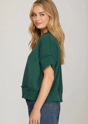 Allie Sweater Top - Hunter Green