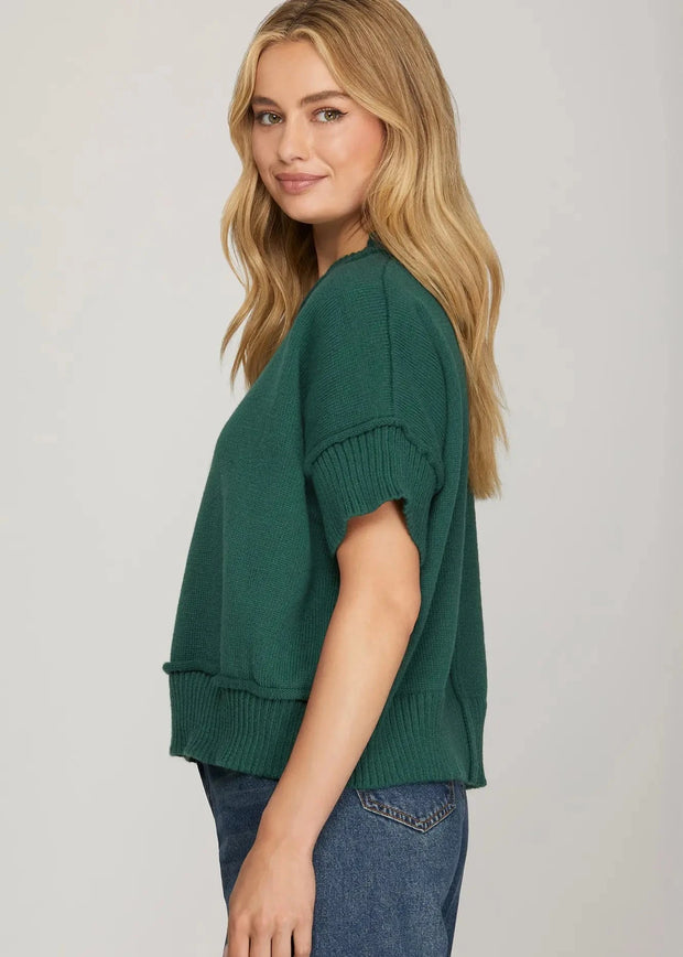 Allie Sweater Top - Hunter Green