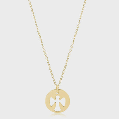16" Necklace Gold -  Guardian Angel Disc