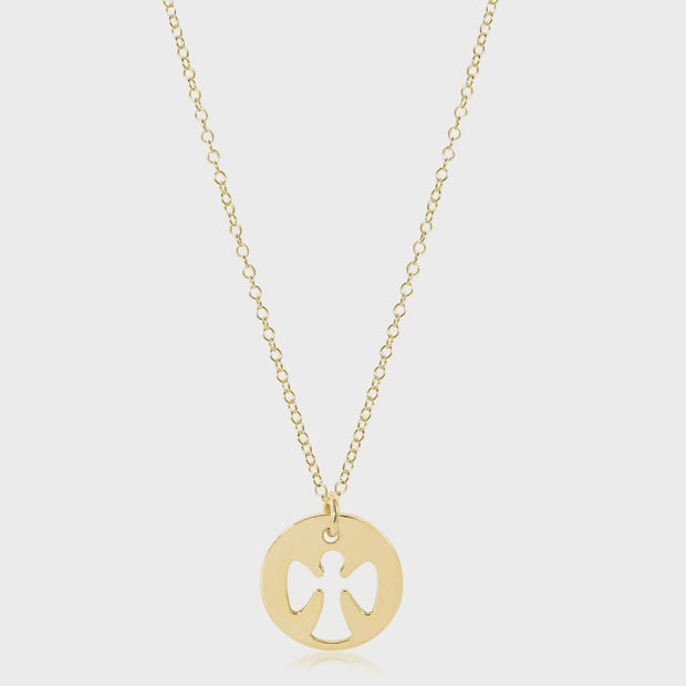 16" Necklace Gold -  Guardian Angel Disc