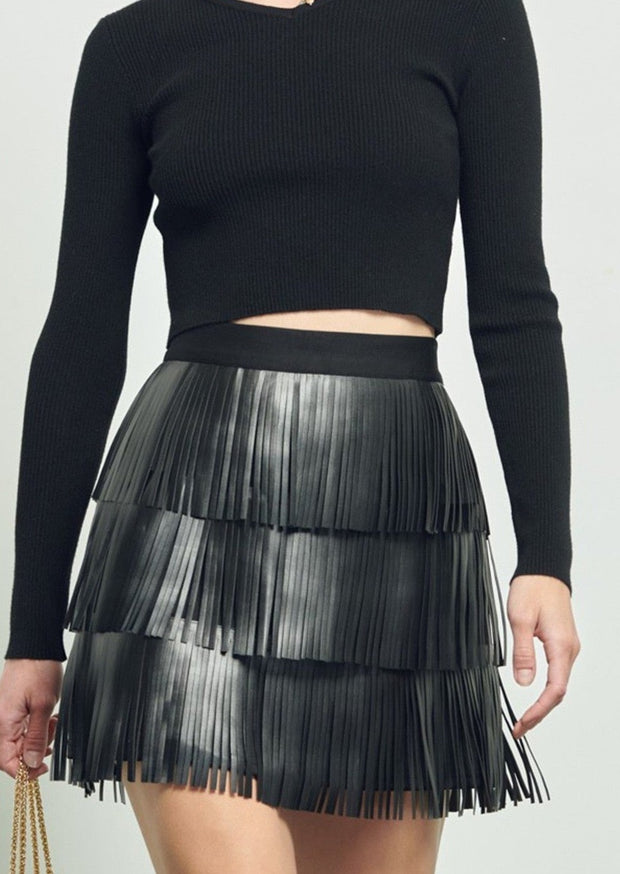 Lindy Fringe Skirt - Black