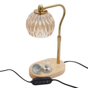 Candle Warming Lamp - Crystal Glass & Wood Base - Gold