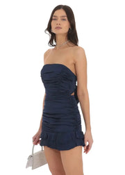 Strapless Satin Ruched Bodycon