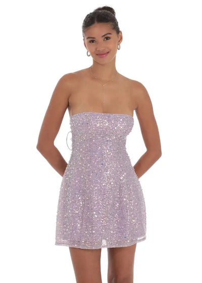 Sequin Glitter Strapless Fit & Flare Dress