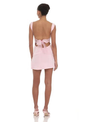Tulle Back Bow Ruched Bodycon