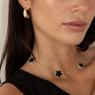 Adeline Clover Necklace - Onyx