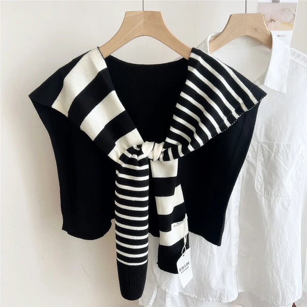 Michelle Shawl - Black & White Striped