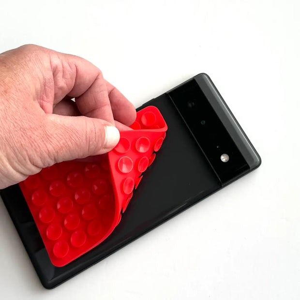 Phone Sticky Grip 2 Sided Silicone Suction Pad - Red