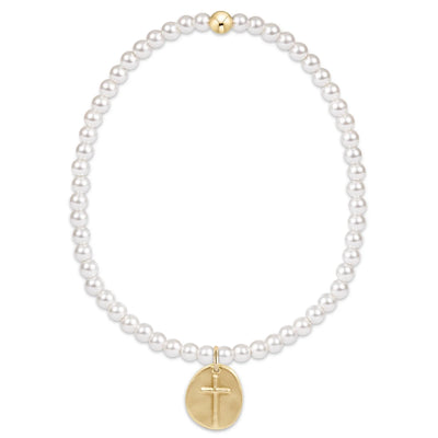 Extends Classic Pearl 3mm Bead Bracelet - Inspire Small Gold Charm