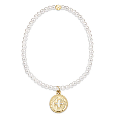 Classic Pearl 3mm - Signature Cross Gold Disc