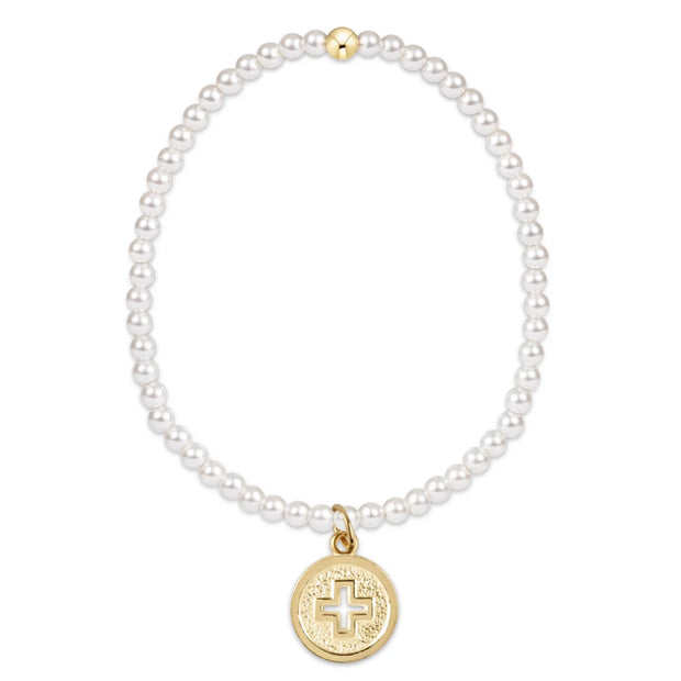 Classic Pearl 3mm - Signature Cross Gold Disc