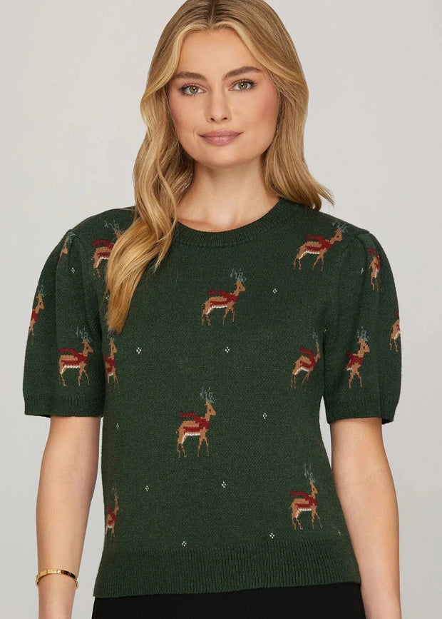 Reindeer Sweater - Green