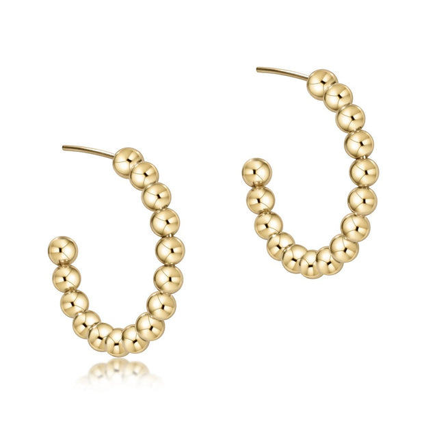 Beaded Classic 1.25" Post Hoop - 4mm Gold