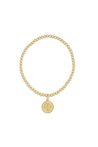 Classic Gold 3mm Bead Bracelet - Blessing Gold Disc