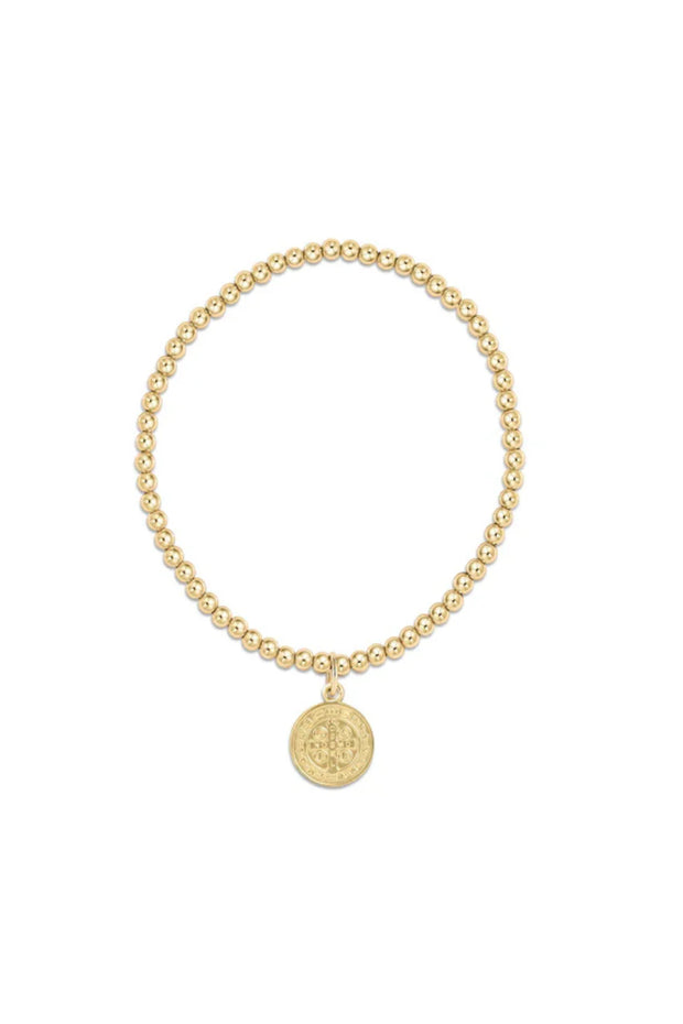 Classic Gold 3mm Bead Bracelet - Blessing Gold Disc