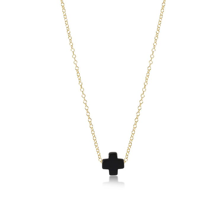 16" Signature Cross Necklace - Onyx