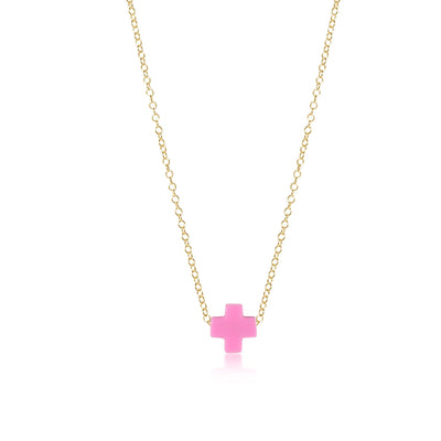 16" Signature Cross Necklace - Bright Pink