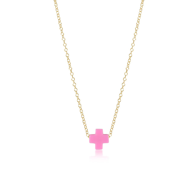 16" Signature Cross Necklace - Bright Pink