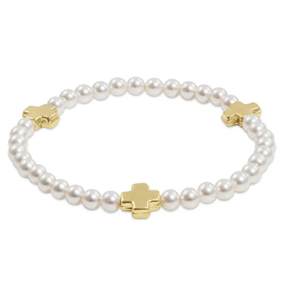 Extends Signature Cross Pearl 4mm - Gold
