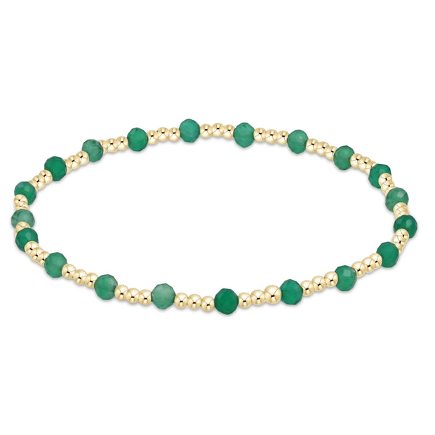 Gemstone Gold Sincerity Pattern 3mm Bracelet - Green Onyx