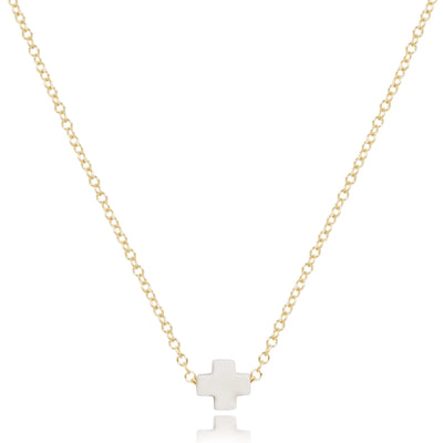 16" Necklace Signature Cross Small - Off White