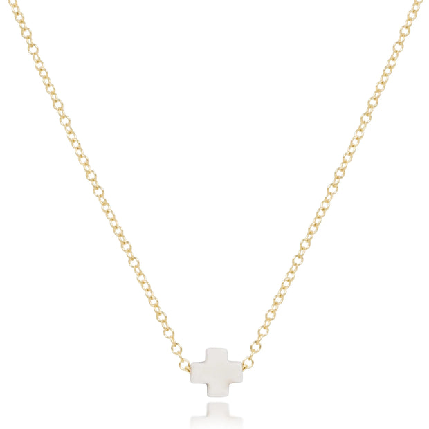 16" Necklace Signature Cross Small - Off White