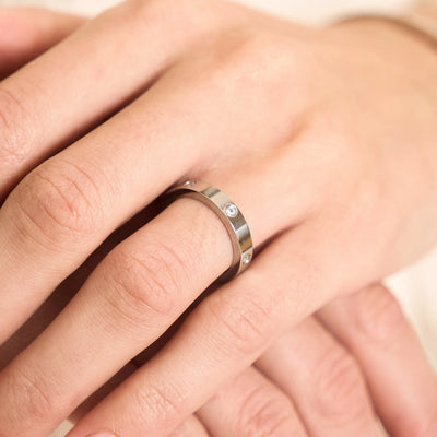 Silver Diamond Band Ring