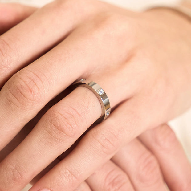 Silver Diamond Band Ring