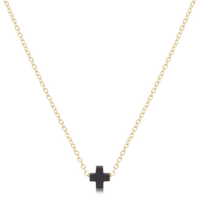 16" Necklace Signature Cross Small - Charcoal