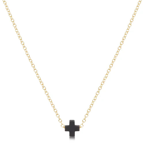 16" Necklace Signature Cross Small - Charcoal