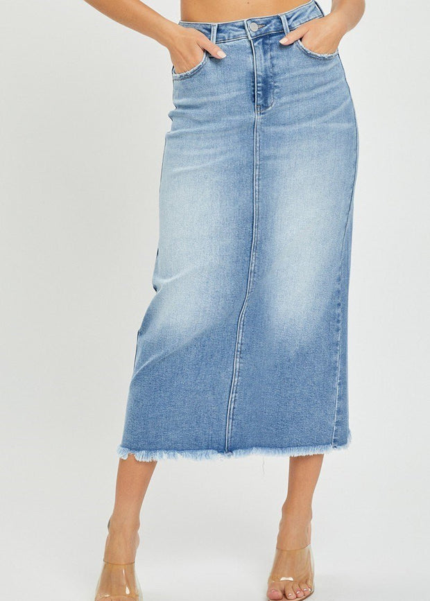 Jensen High Rise Long Denim Skirt