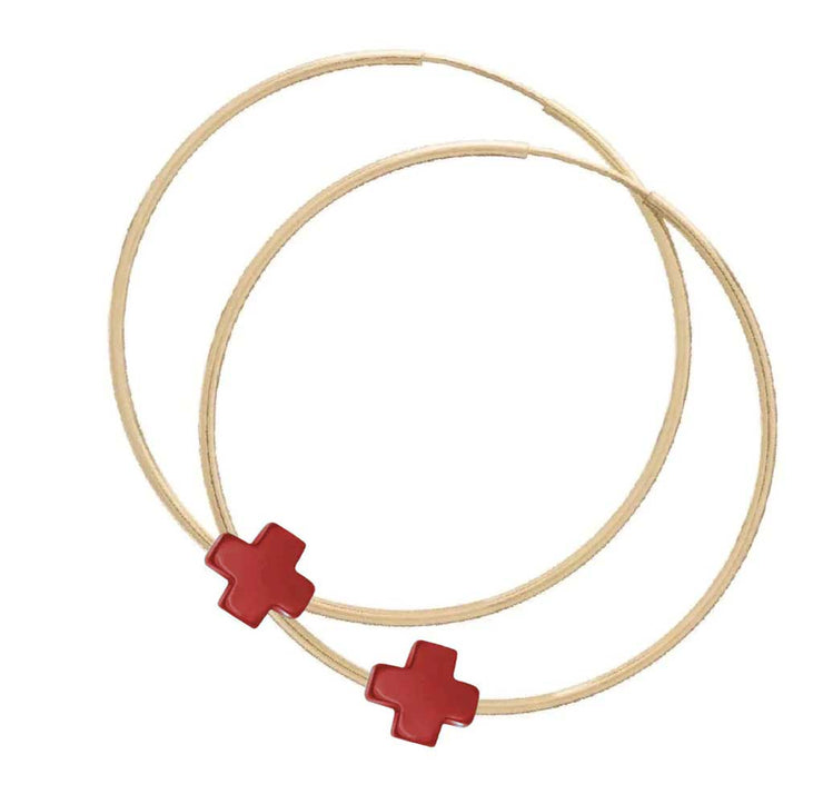 Signature Cross Endless Gold Hoop - Red