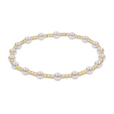 Classic Sincerity Pattern 4mm Bead Bracelet - Pearl