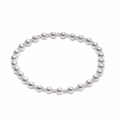 Classic Grateful Pattern Sterling 4mm Bead Bracelet - Pearl