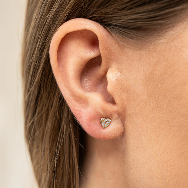 Dainty Diamond Heart Studs