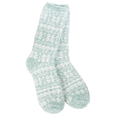Cozy Crew Socks - Fair Isle Green