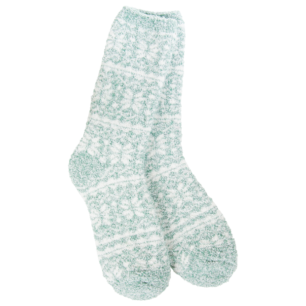Cozy Crew Socks - Fair Isle Green