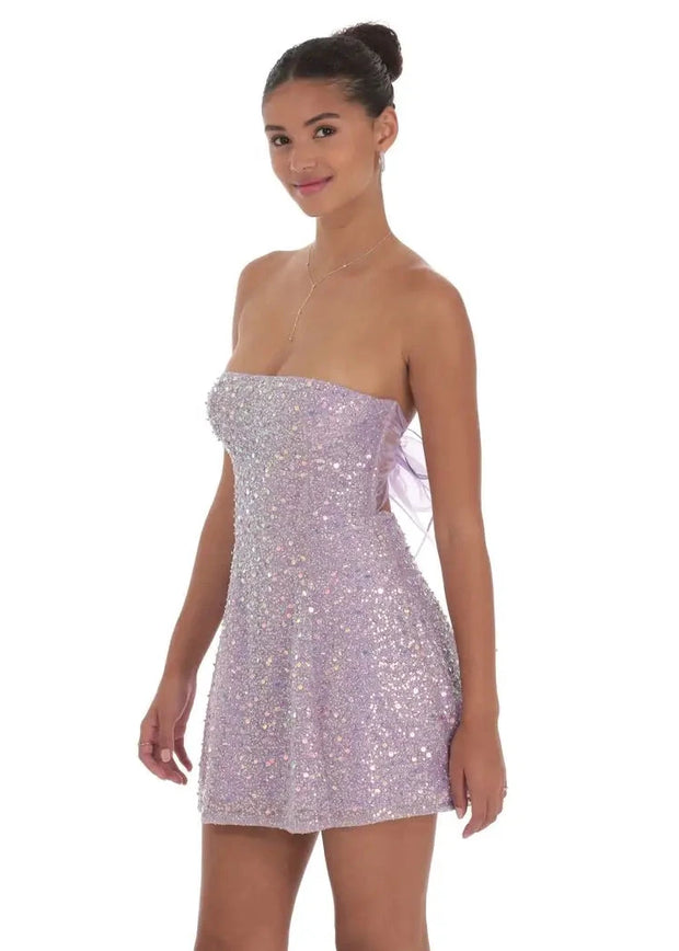 Sequin Glitter Strapless Fit & Flare Dress