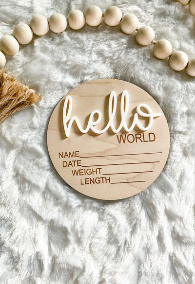 Hello World Birth Announcement - Ivory